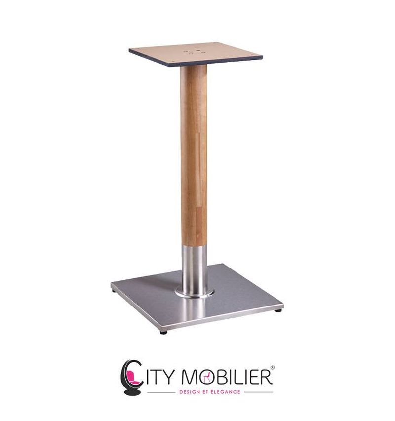 Pied de table tube en bois base en aluminium City Wood de City Mobilier fabricant de table pour hôtel et restaurant à Monaco 